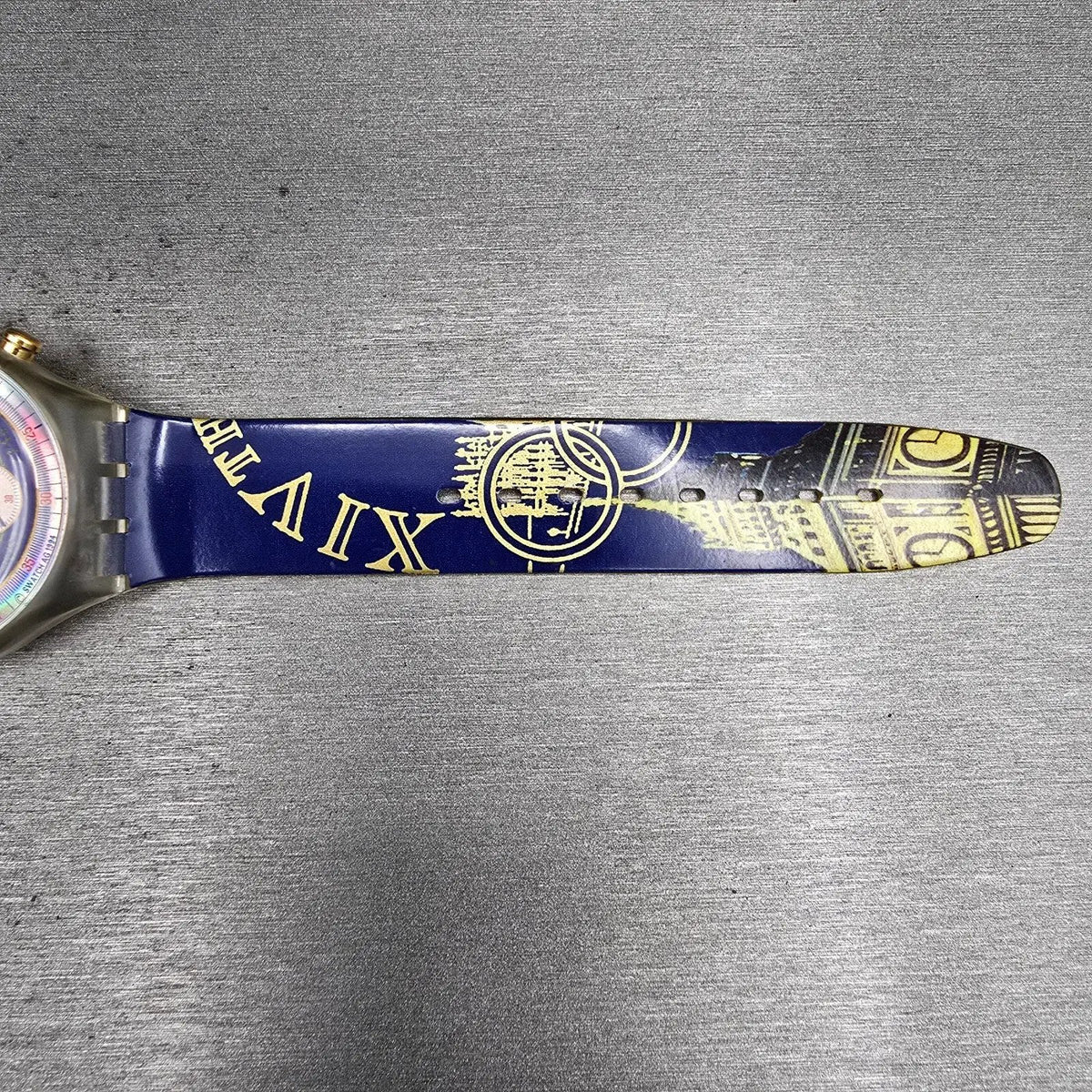 Swatch London 1948 Chrono Watch Men 42mm Blue Dial Clear SCZ102 New Battery VTG16