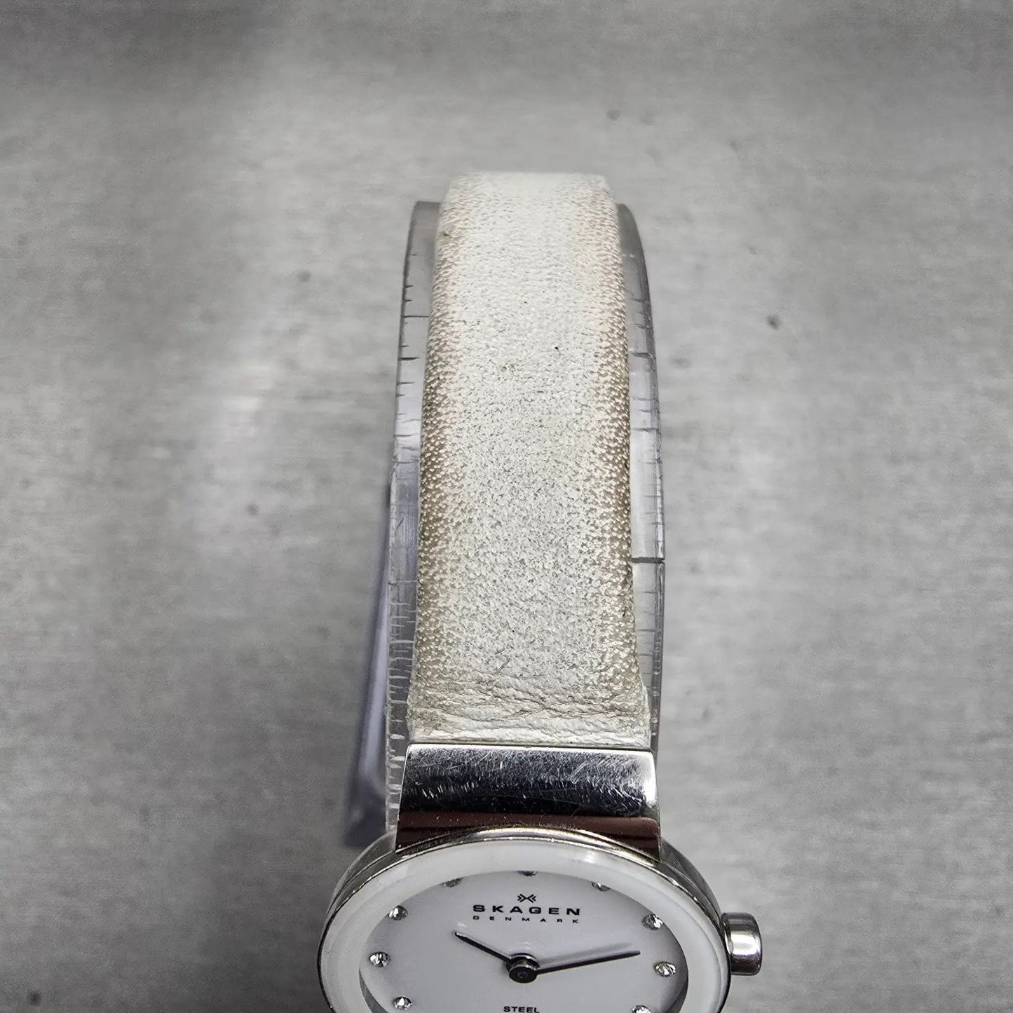 Skagen Denmark Steel Watch Women 22mm White Dial Silver Tone 358XSSLWW New Batt4