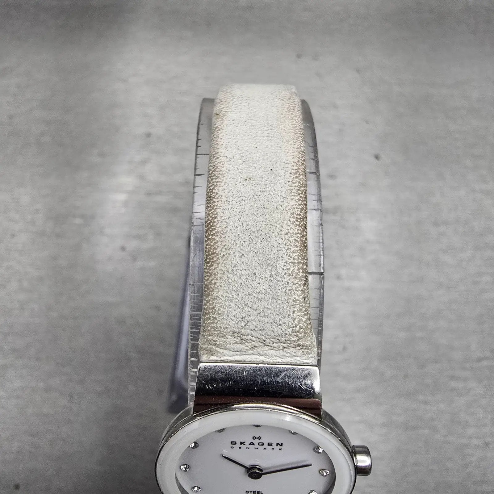 Skagen Denmark Steel Watch Women 22mm White Dial Silver Tone 358XSSLWW New Batt4