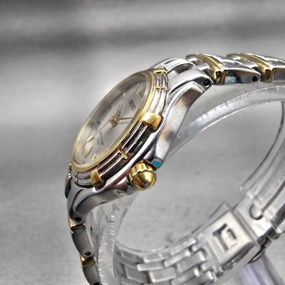 Seiko Watch Women 26mm Silver Dial Two Tone Date Round 7n82-0789 New Battery VTG2