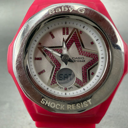 Casio Baby-G BGA-103 Watch Women 39mm Silver Dial Pink Analog Digital New batt1