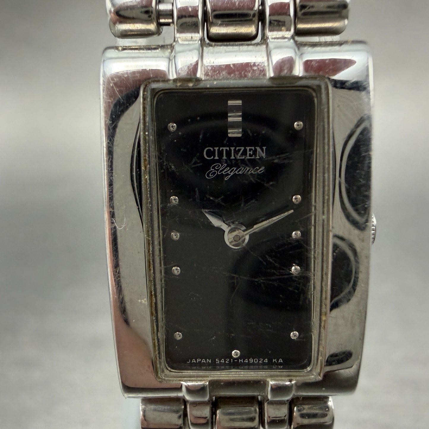 Citizen Elegance Tank Watch Women 15mm Black Dial Silver Tone 5421-H27759 NewBat1