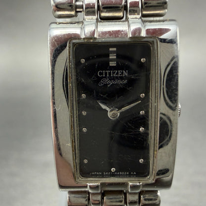 Citizen Elegance Tank Watch Women 15mm Black Dial Silver Tone 5421-H27759 NewBat1