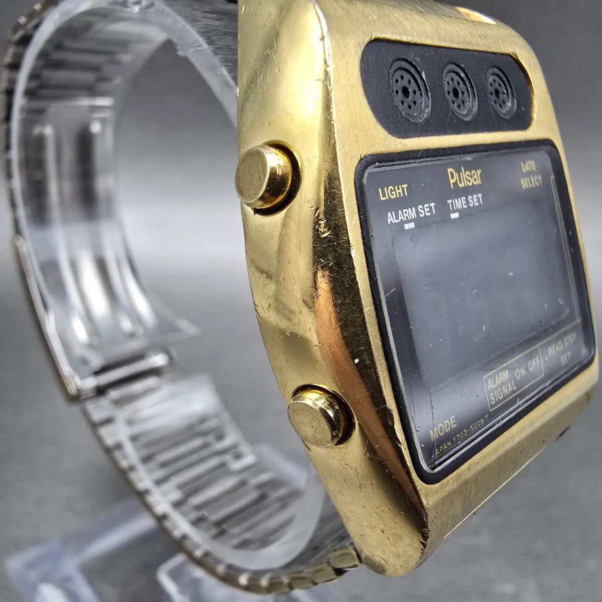 Pulsar Digital Watch Men 34mm Black Gold  Alarm Date Month Y703-5009 New Battery4