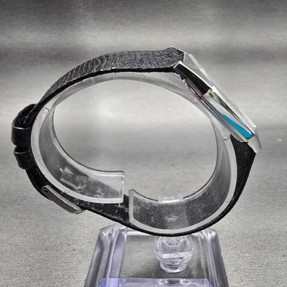 Seiko Watch Men 30mm Silver Dial Silver Tone Rectangle 6030-5440 New Battery VTG8