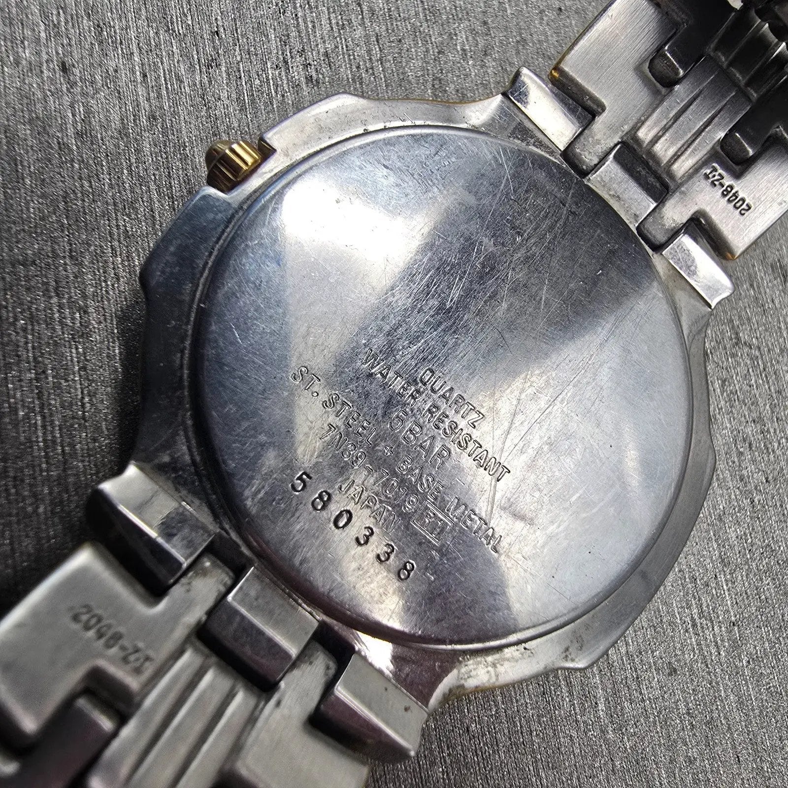 Seiko Lassale Watch Men 37mm Gray Dial Two Tone Date Round 7N39-7019 New Battery10