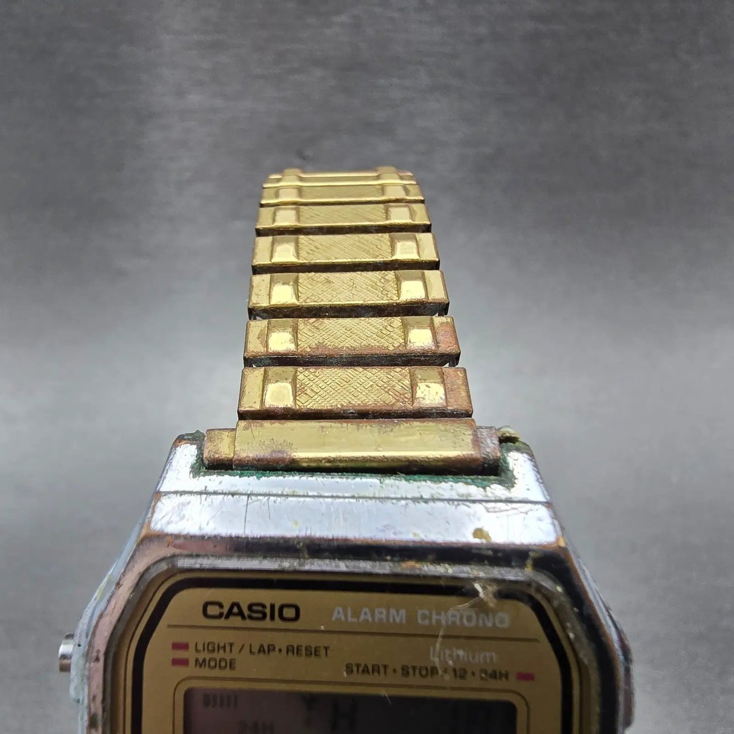Casio A158WE Watch Men 33mm Champagne Dial Silver Alarm Chronograph New Battery4