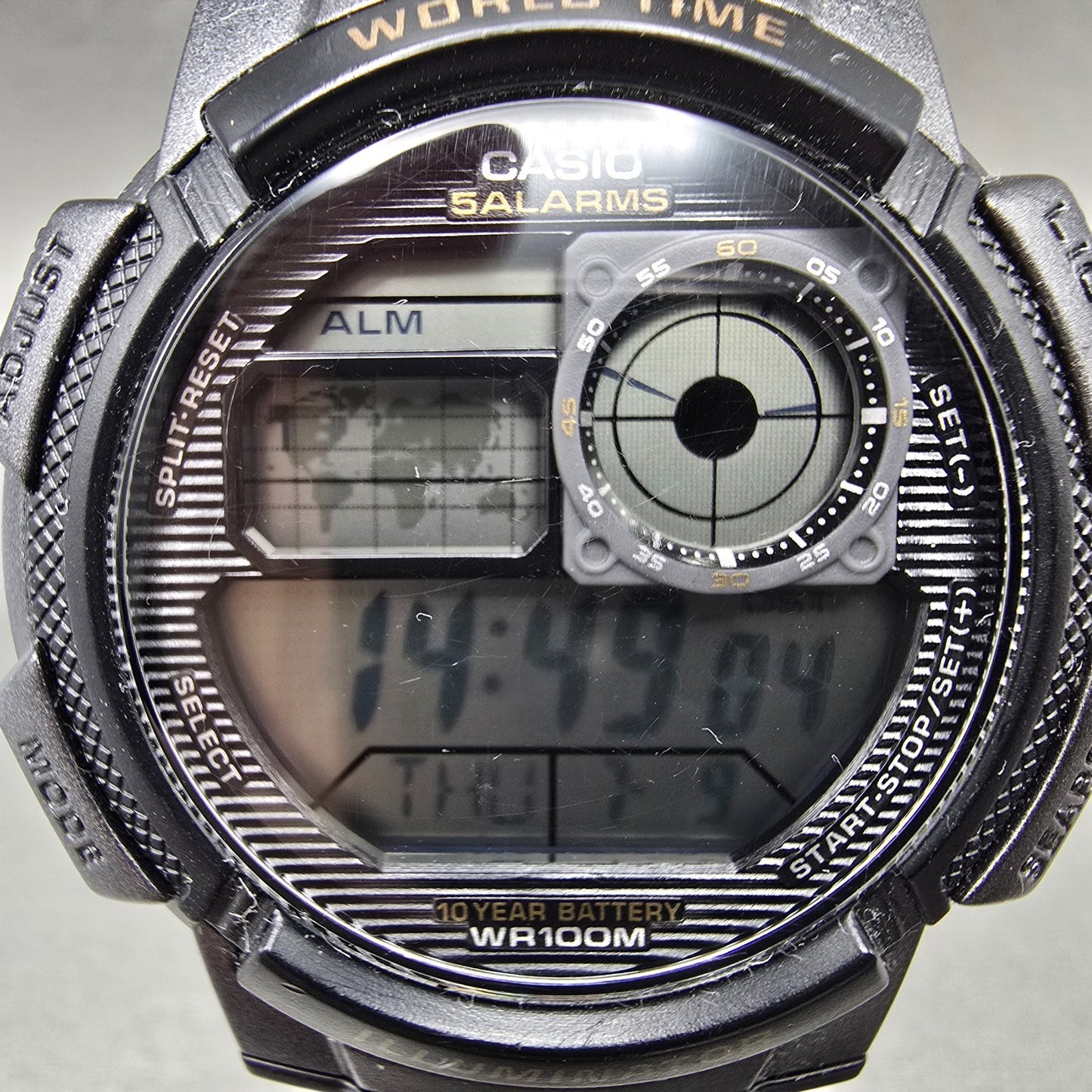 Casio AE-1000W Watch Men 44mm Black Dial Gray Black World Time Digital New Batt1
