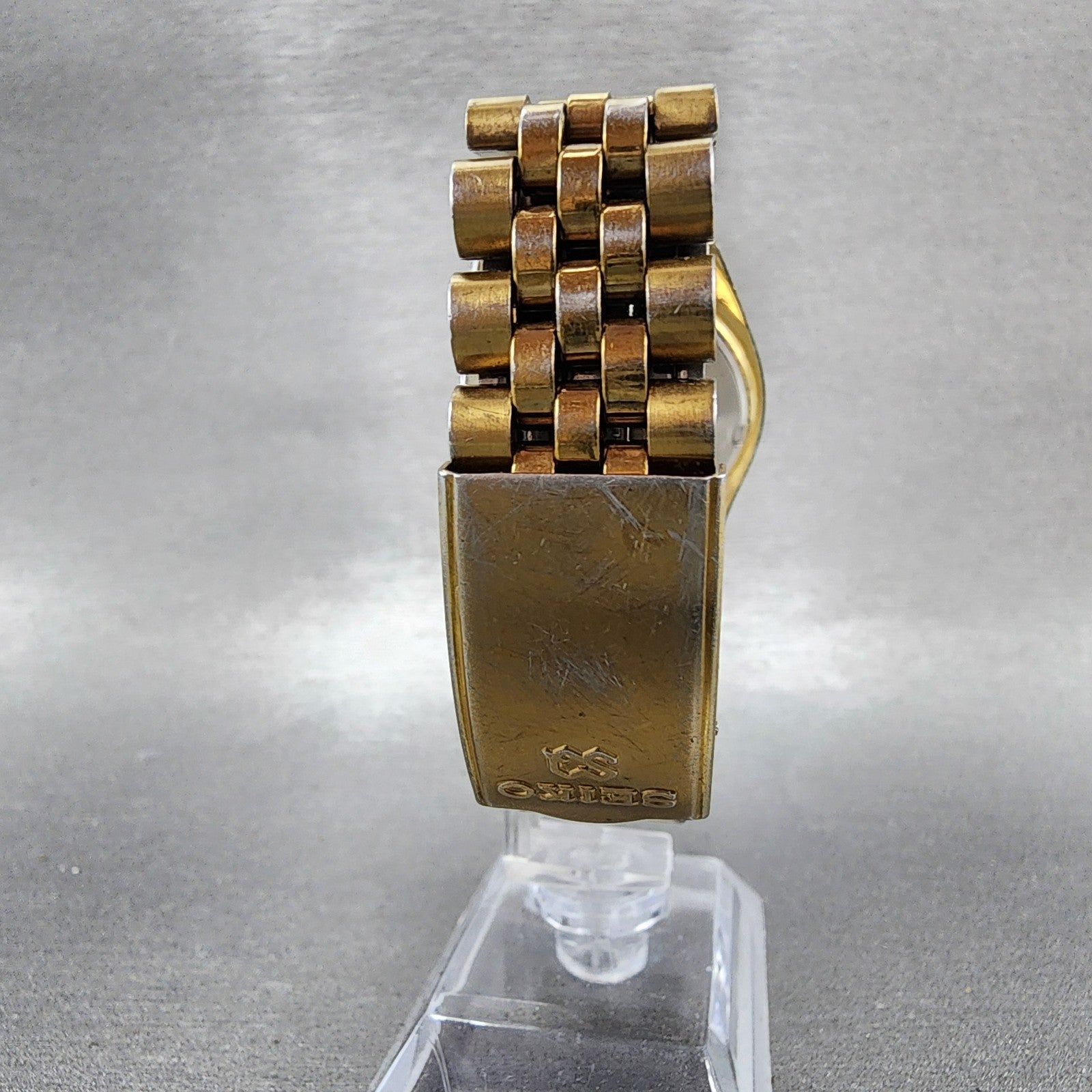 Seiko SQ Watch 37mm Men Gold Dial Gold Tone Daydate Round 5y238a68 New Battery7