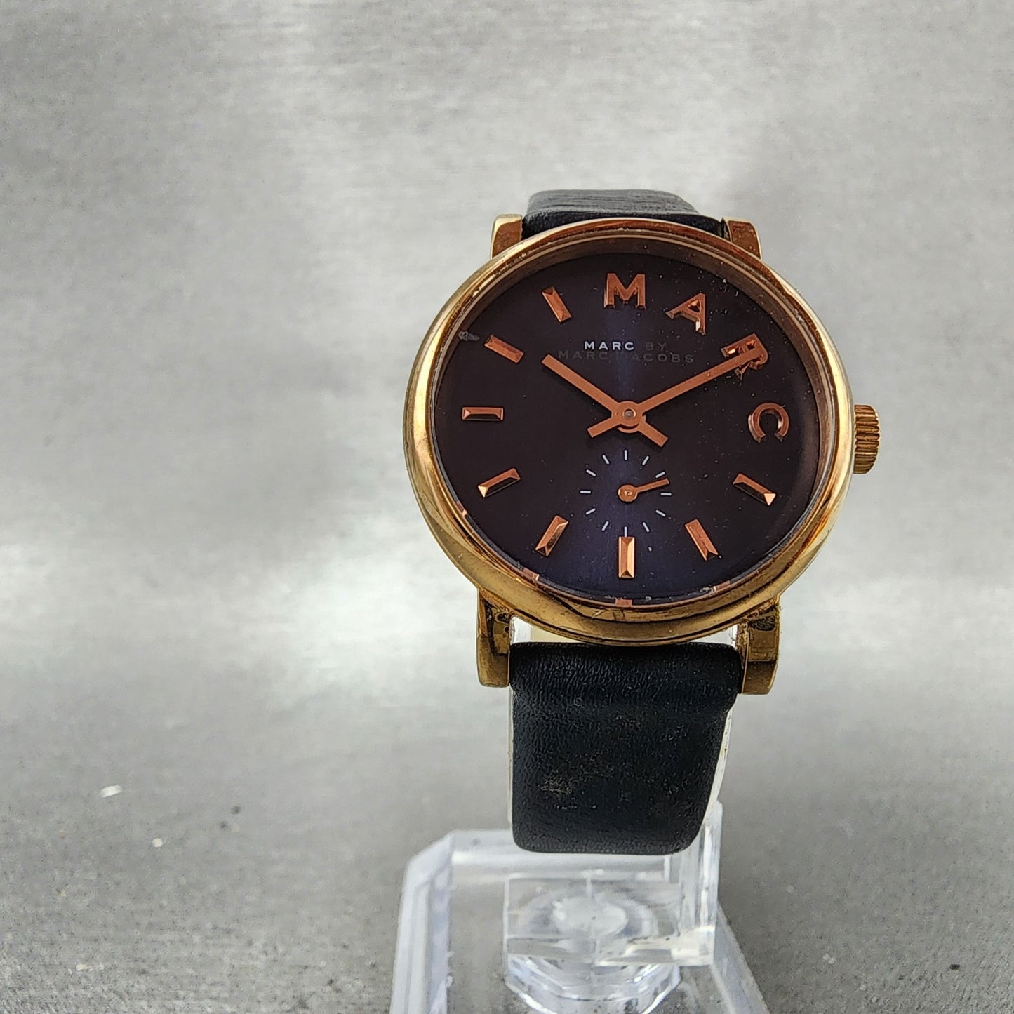 Marc Jacobs Baker Watch Women 28mm Blue Dial Rose Gold Tone Small Seconds NewBat5