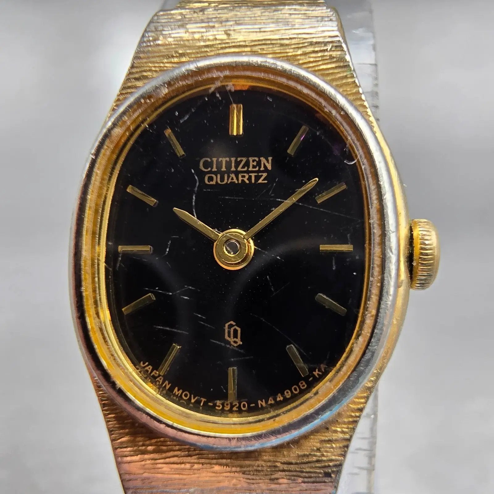 Citizen CQ Watch Women 17mm Black Dial Gold Tone Oval 5920-S49615 New Battery1