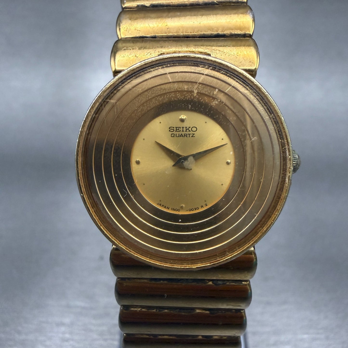 Seiko Watch Women 25mm Gold Dial Gold Tone Round 1N00-0B59 New Battery VTG0
