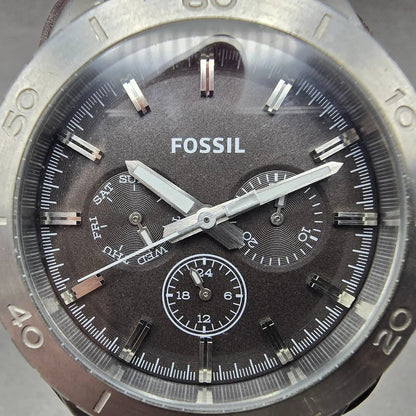 Fossil Dive Watch Men 43mm Black Dial Silver Tone Daydate BQ1053 New Battery1