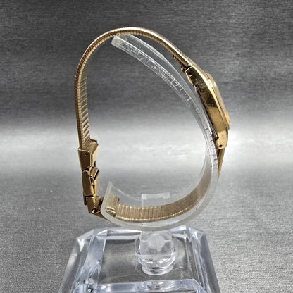 Seiko Watch Women 16mm Champagne Dial Gold Tone Rectangle 2C20-5780 New Battery8