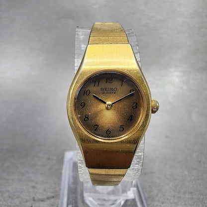 Seiko Watch Women 18mm Brown Dial Gold Tone Round 2P200A89 New Battery VTG0