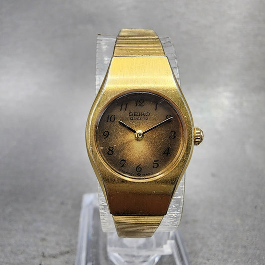 Seiko Watch Women 18mm Brown Dial Gold Tone Round 2P200A89 New Battery VTG0