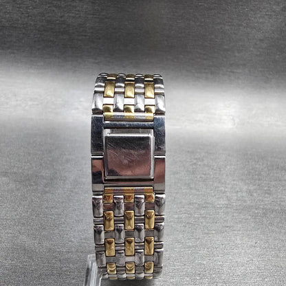 Seiko Tank Watch Men 26mm White Dial Two Tone Date Rectangle 7N22-5A10 New Batt7