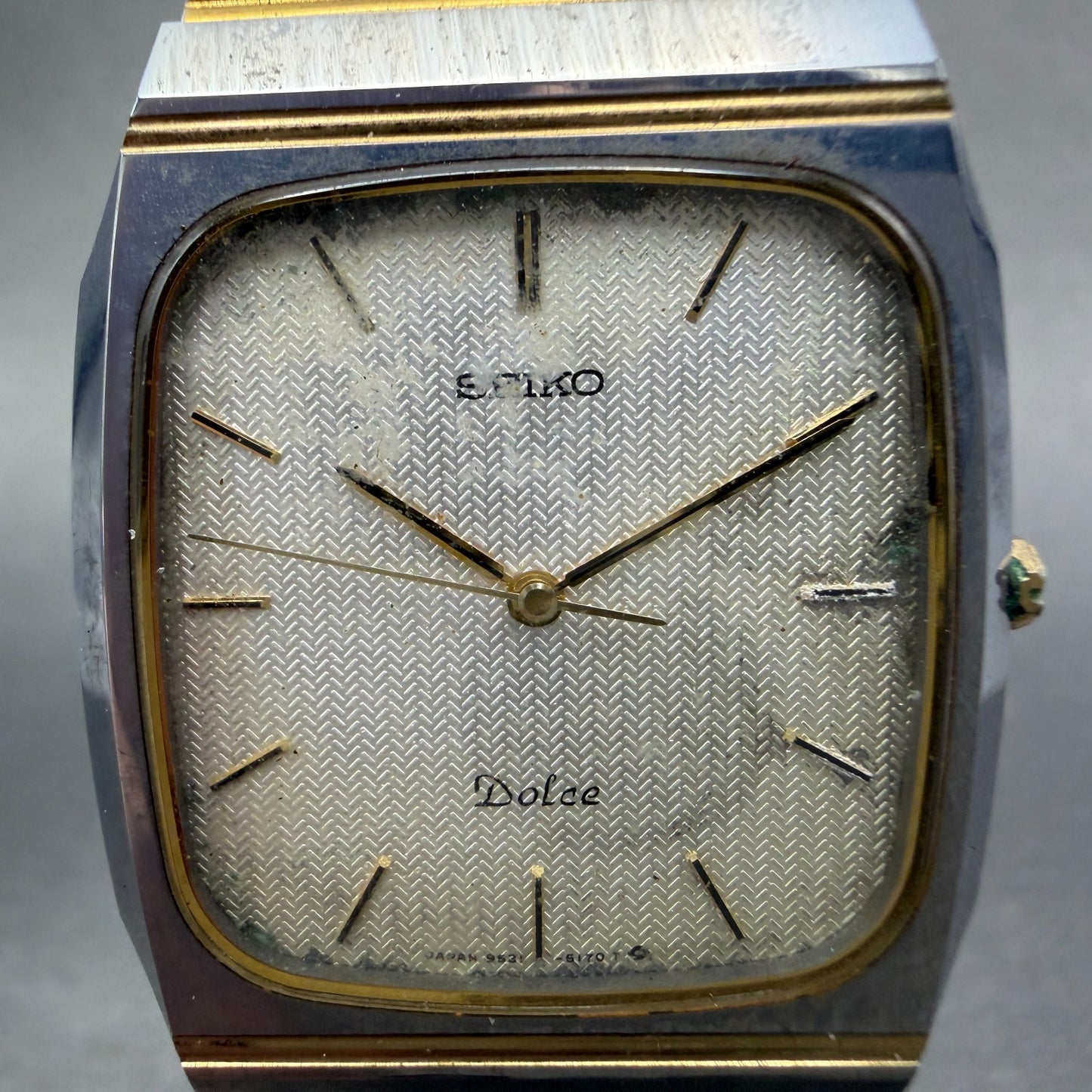 Seiko Dolce Watch Men 29mm Silver Dial Two Tone Rectangle 9531-5140 New Battery1