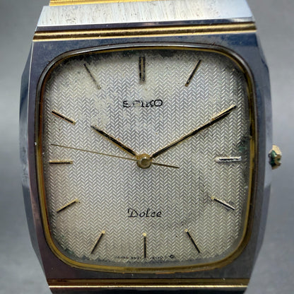 Seiko Dolce Watch Men 29mm Silver Dial Two Tone Rectangle 9531-5140 New Battery1