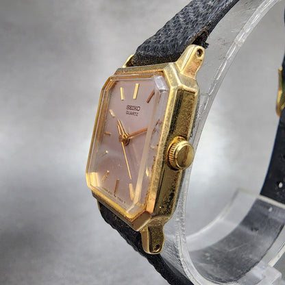 Seiko Tank Watch Women 18mm Silver Dial Gold Tone 2c215090 New Battery2