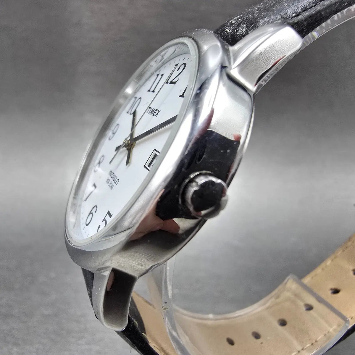 Timex Easy Reader Watch Men 35mm White Dial Silver Round Date New Battery 22