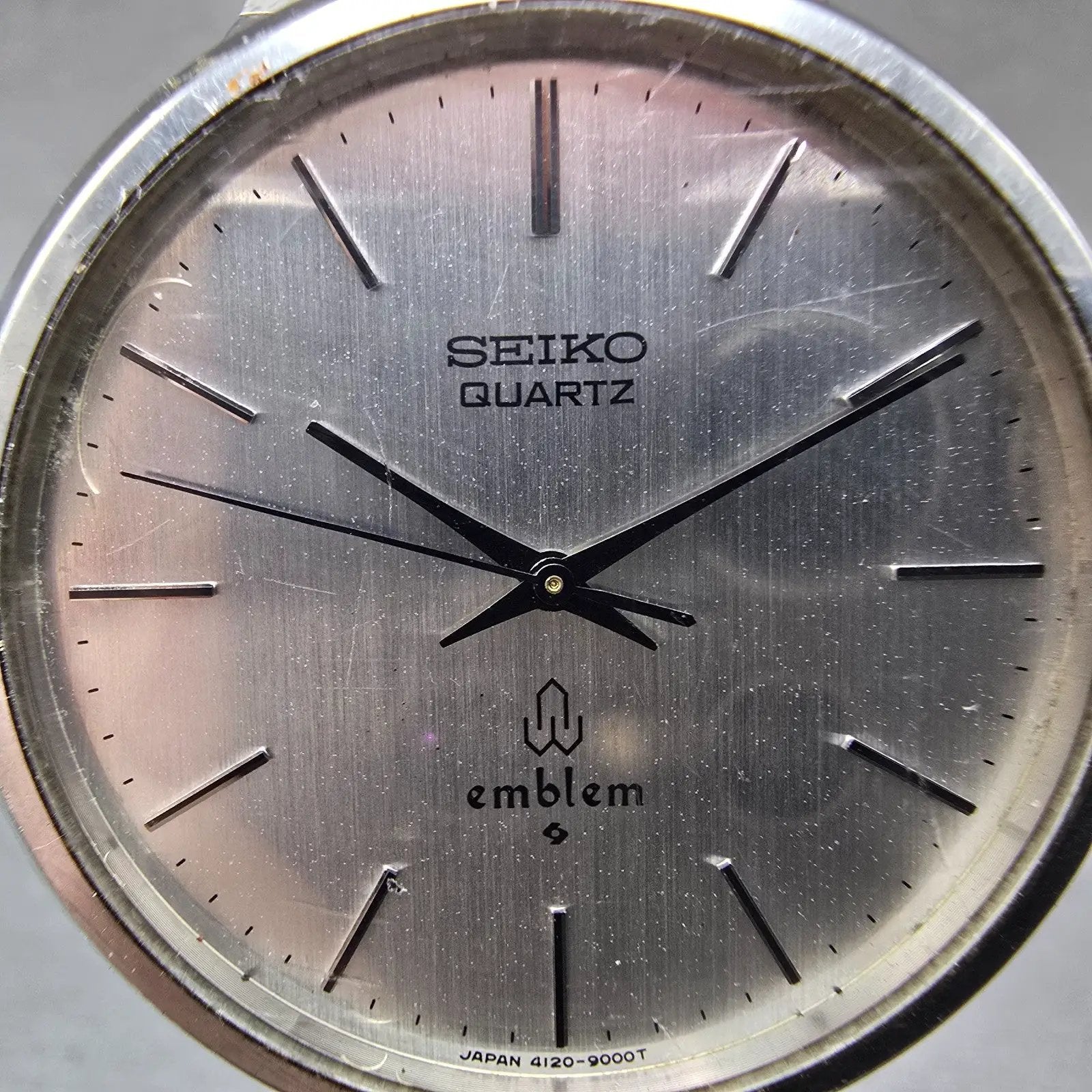 Seiko Emblem Watch Men 35mm Silver Dial Silver Tone Round 4120-9000 New BatteryK1