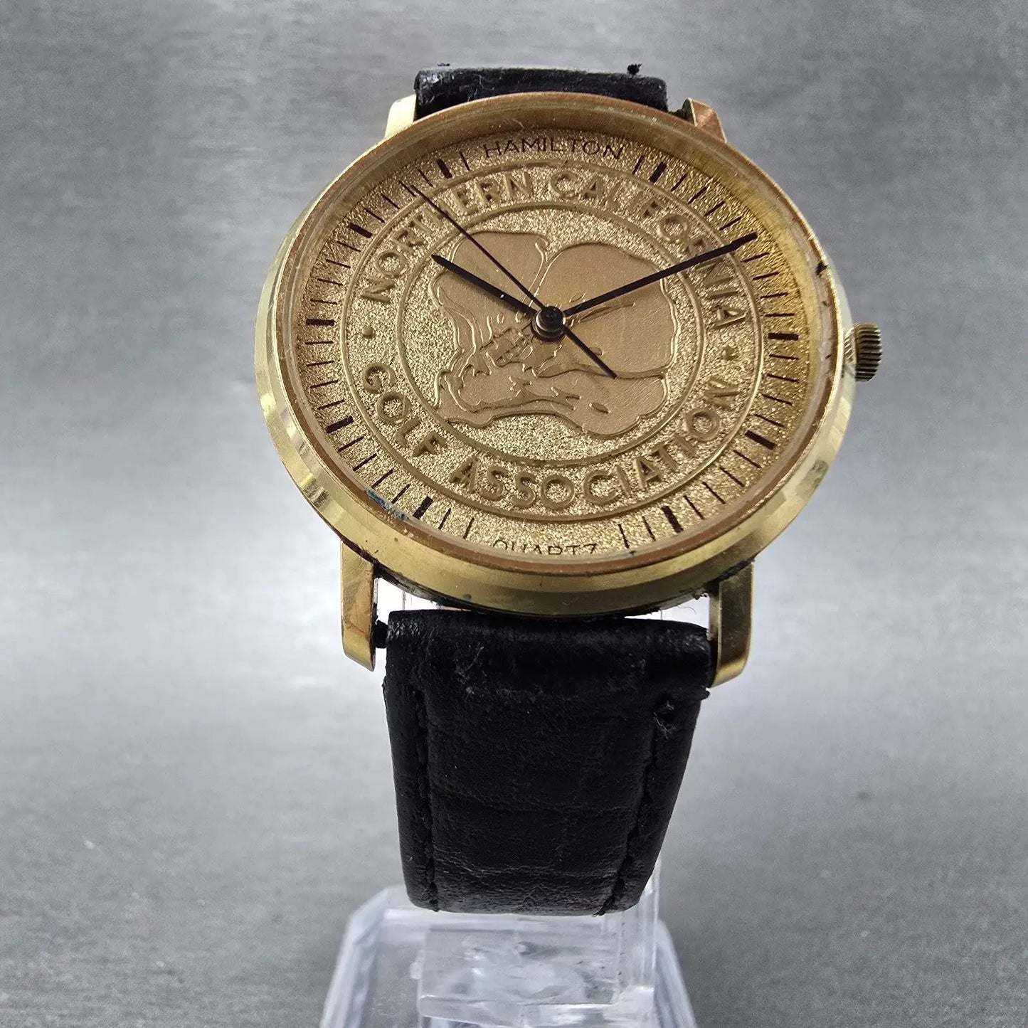 Hamilton Watch Men 33mm Gold Dial Gold Tone Round 8100 New Battery Vintage6