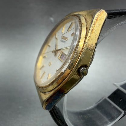 Seiko SQ Watch Men 35mm Silver Dial Gold Tone Dayadate READ!!!! 8223-8029 NewBat3