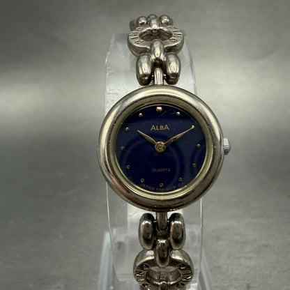 Seiko Alba Watch Women 19mm Blue Dial Silver Tone Round Y150-0G30 New Battery0