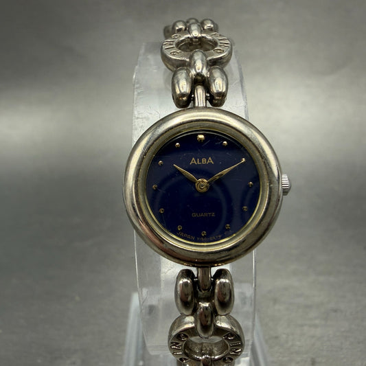 Seiko Alba Watch Women 19mm Blue Dial Silver Tone Round Y150-0G30 New Battery0