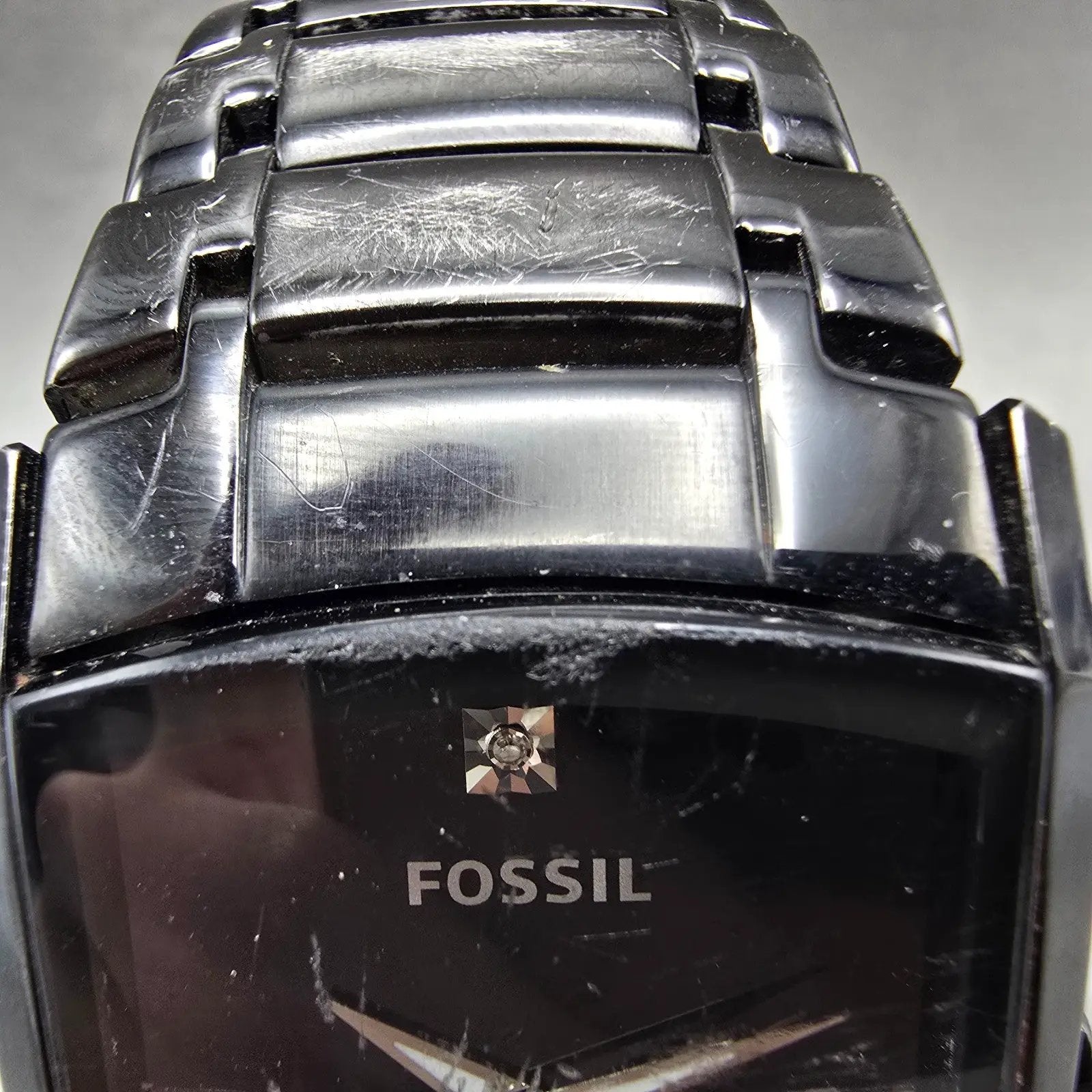 Fossil Arkitekt Tank Watch Men 34mm Black Dial Black Tone FS-4159 New Battery VH2