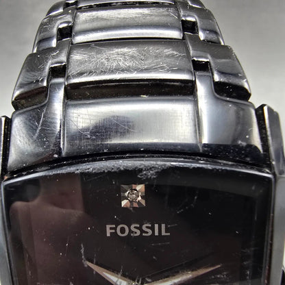 Fossil Arkitekt Tank Watch Men 34mm Black Dial Black Tone FS-4159 New Battery VH2