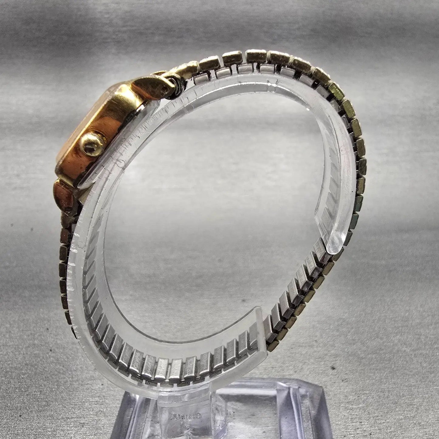 Seiko Watch Women 16mm Gold Dial Gold Tone Rectangle 5420-5301 New Battery VTG6