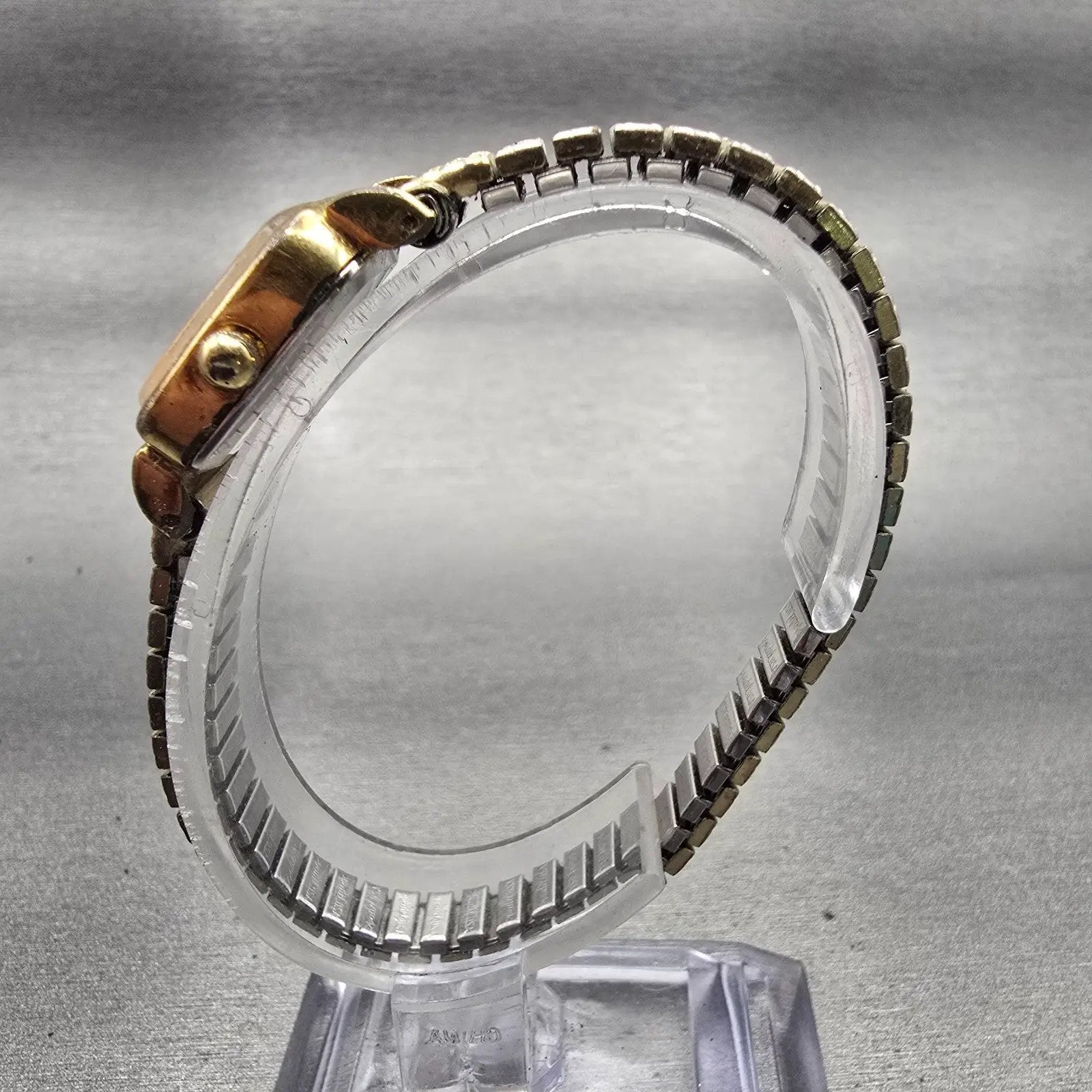 Seiko Watch Women 16mm Gold Dial Gold Tone Rectangle 5420-5301 New Battery VTG6