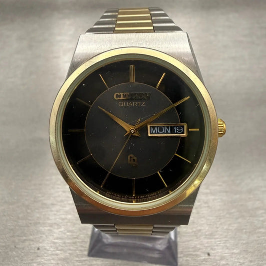 Citizen CQ Watch Men 34mm Black Dial Two Tone Daydate Round 6101-T15588 New Batt0
