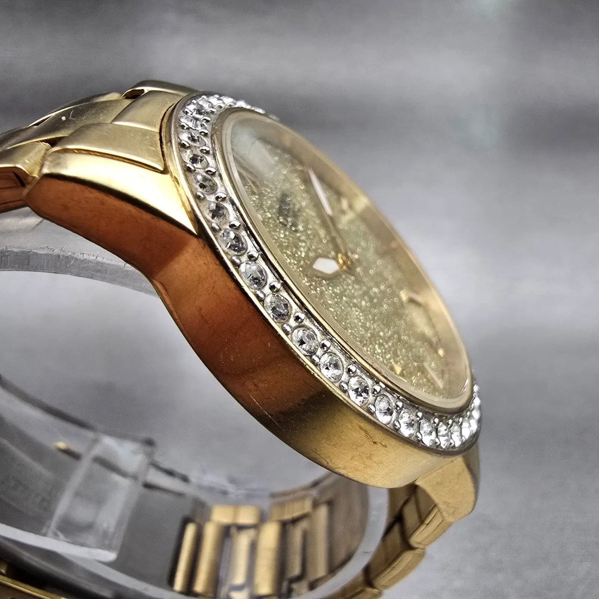 Citizen Watch Men 35mm Gold Dial Gold Tone Gemmed Round 1032-S086248 New Battery3