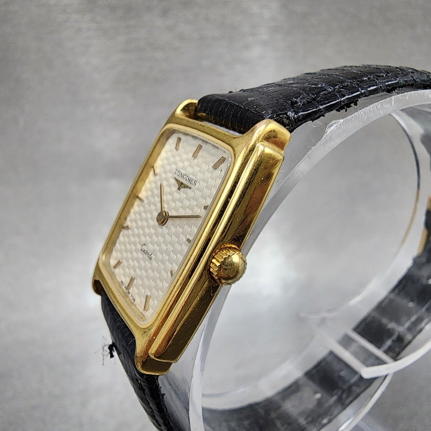 Longines Tank Watch Women 20mm White Dial Gold Tone Rectangle 7026 New Battery1