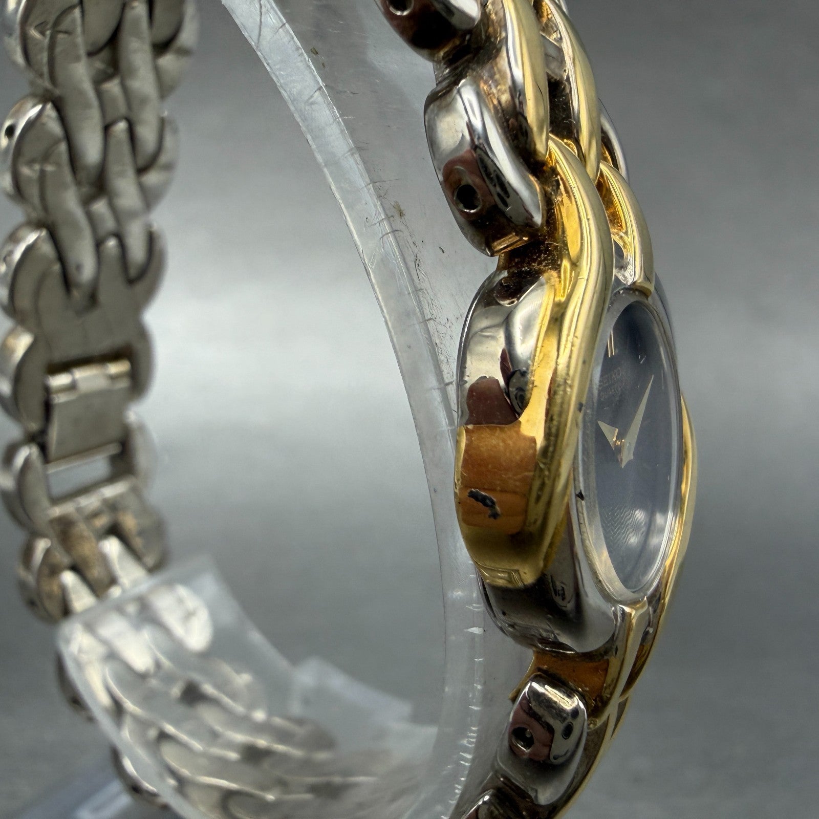 Seiko Watch Women 18mm Black Dial Two Tone Round 4N00-F089 New Battery Vintage3