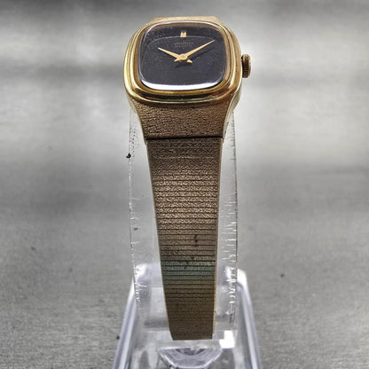 Seiko Watch Women 16mm Black Dial Gold Tone Rectangle 2C20-5770 New Battery VTG5