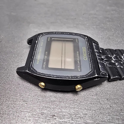 Seiko Digital Watch Men 33mm LCD Black Tone Alarm Chronograph A904-5019 PARTS4