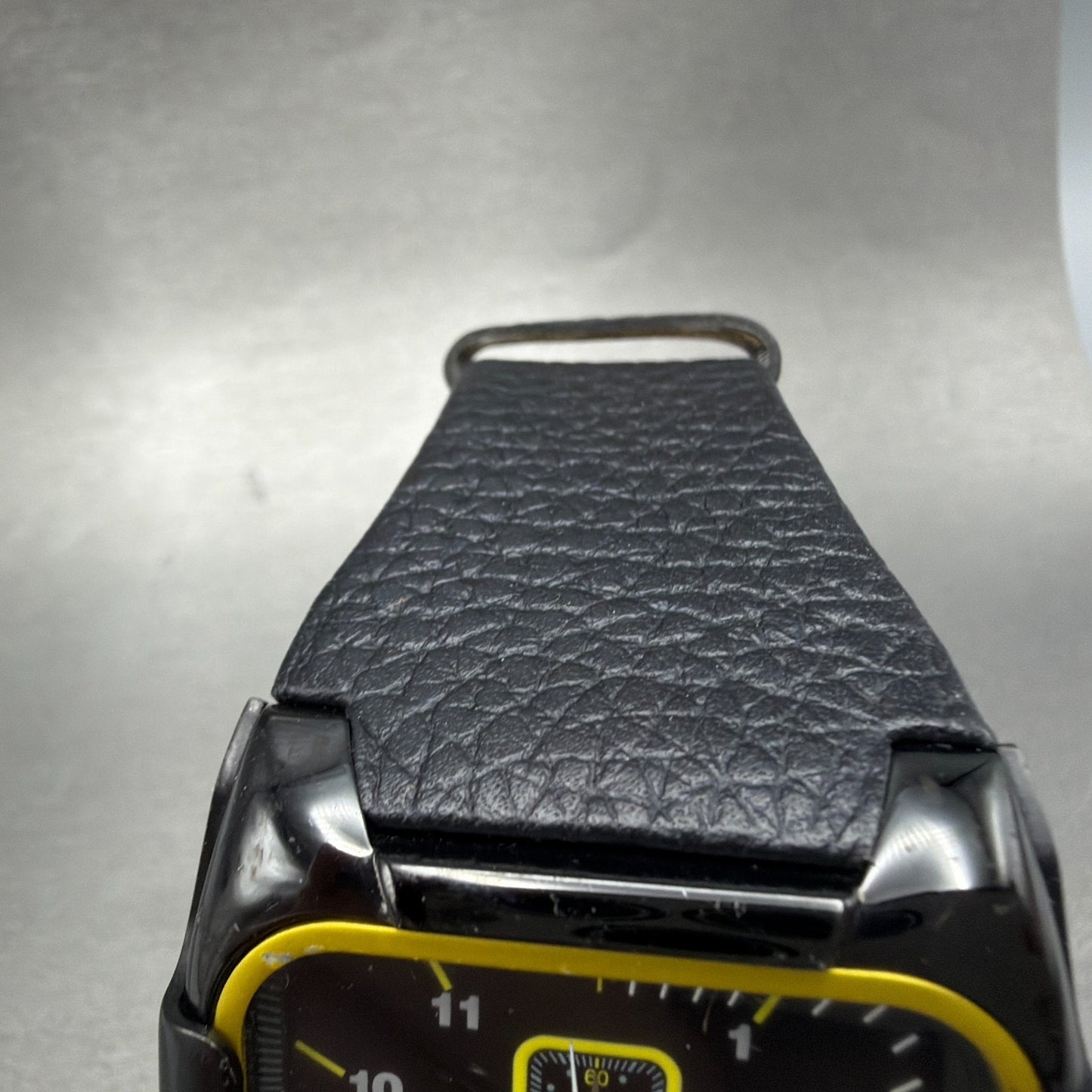 Diesel Chronograph Watch Men 44mm  Black Dial Black Yellow Date Rectangle Newbat4