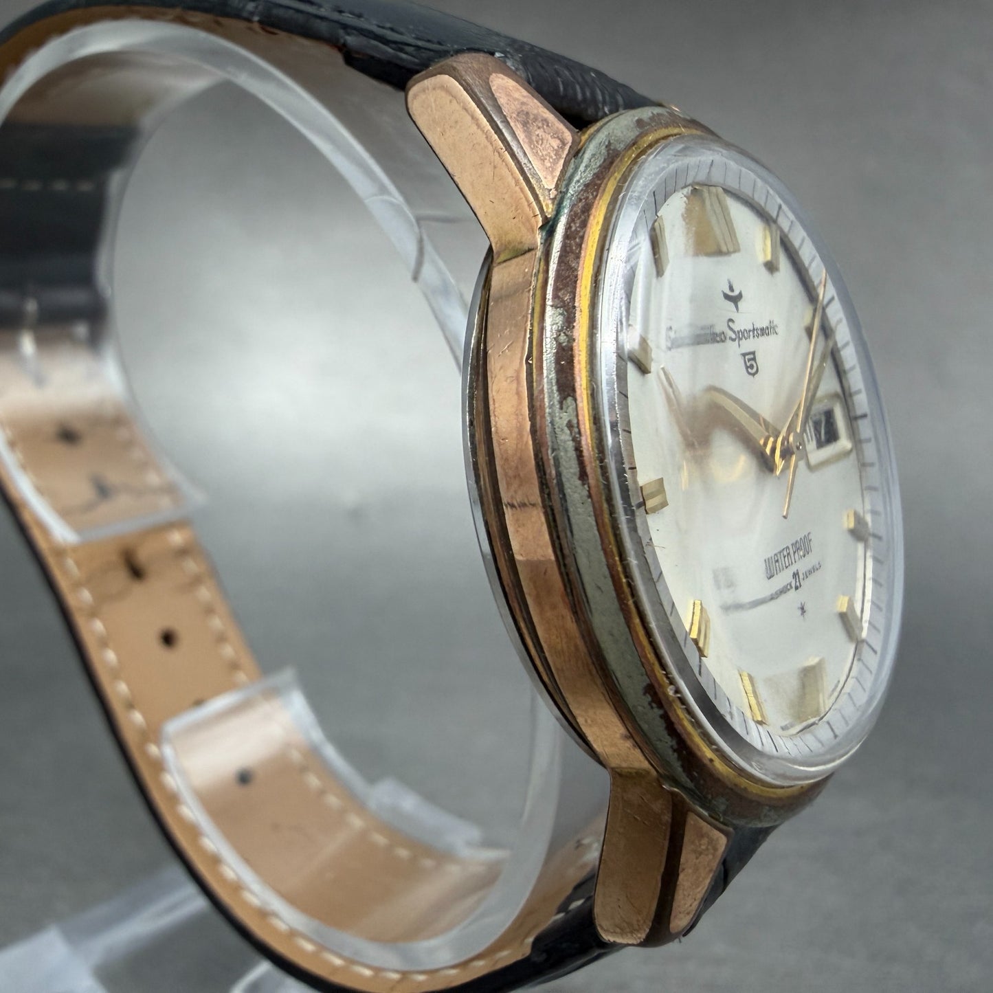 Seiko Sports Matic 5 Watch Men 36mm Silver Dial Gold Tone Daydate 417970 Runs3