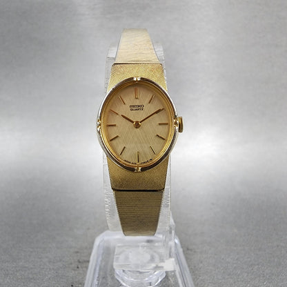 Seiko Watch Women 17mm Gold Dial Gold Tone Oval 14005219 New Battery VTG5