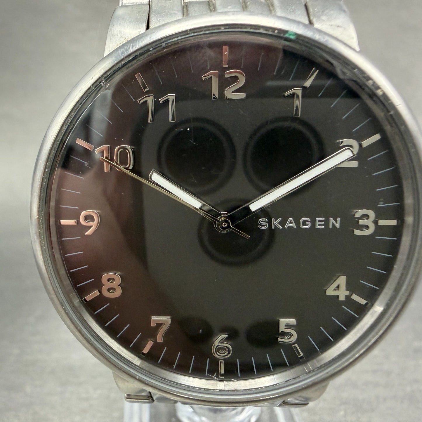Skagen Ancher Watch Men 40mm Gray Dial Silver Tone Round SKW6247 New Battery1