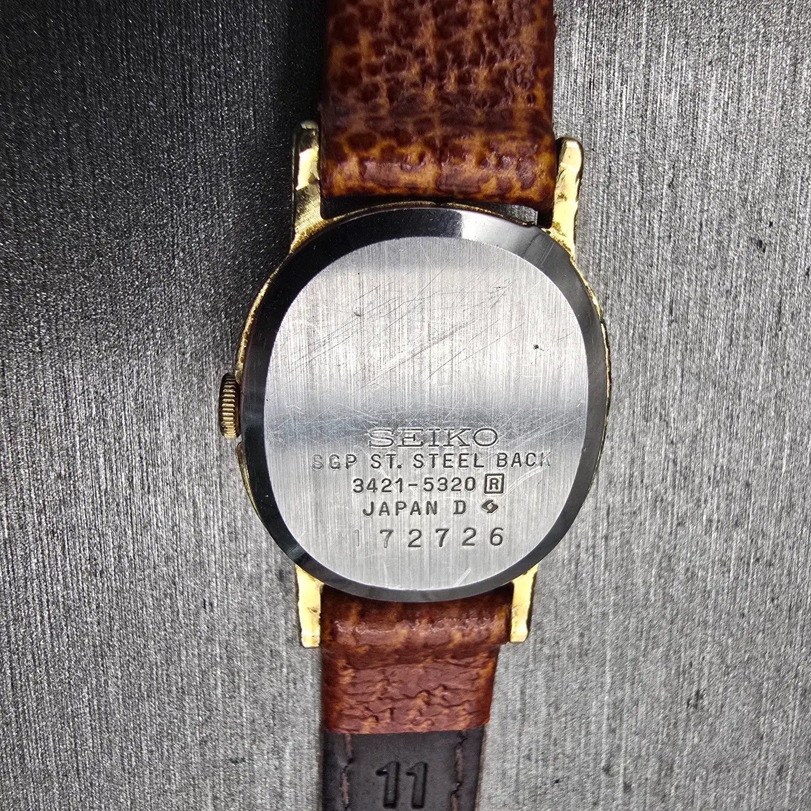 Seiko Watch Women 20mm Gold Dial Gold Tone Oval 3421-5320 New Battery Vintage10