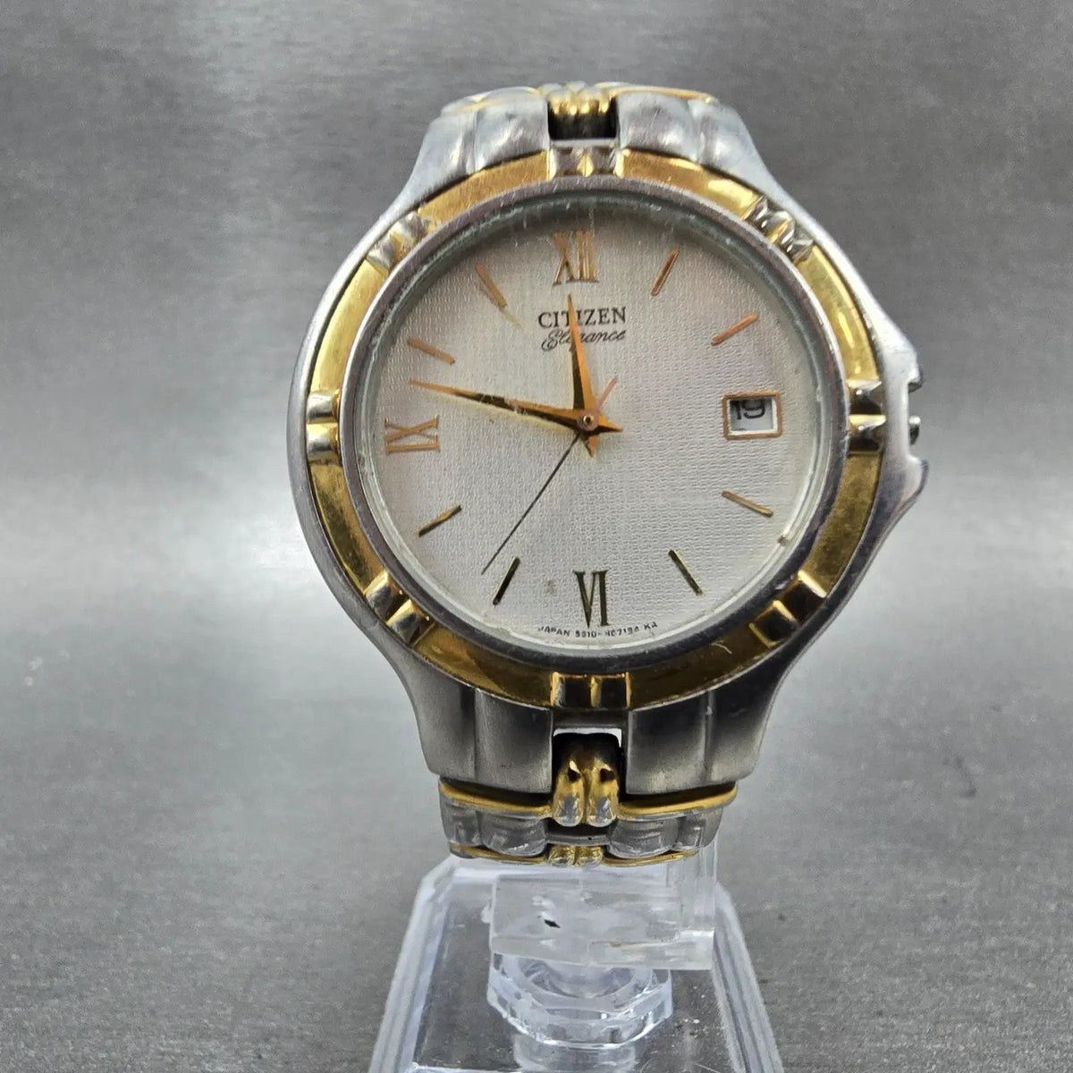 Citizen Elegance Watch Men 35mm White Dial Two Tone Date 5510-H04511 PARTS VTG6