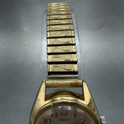 Orient Watch Women 24mm White Dial Gold Tone Round Manual E121510-00CA Runs VTG4