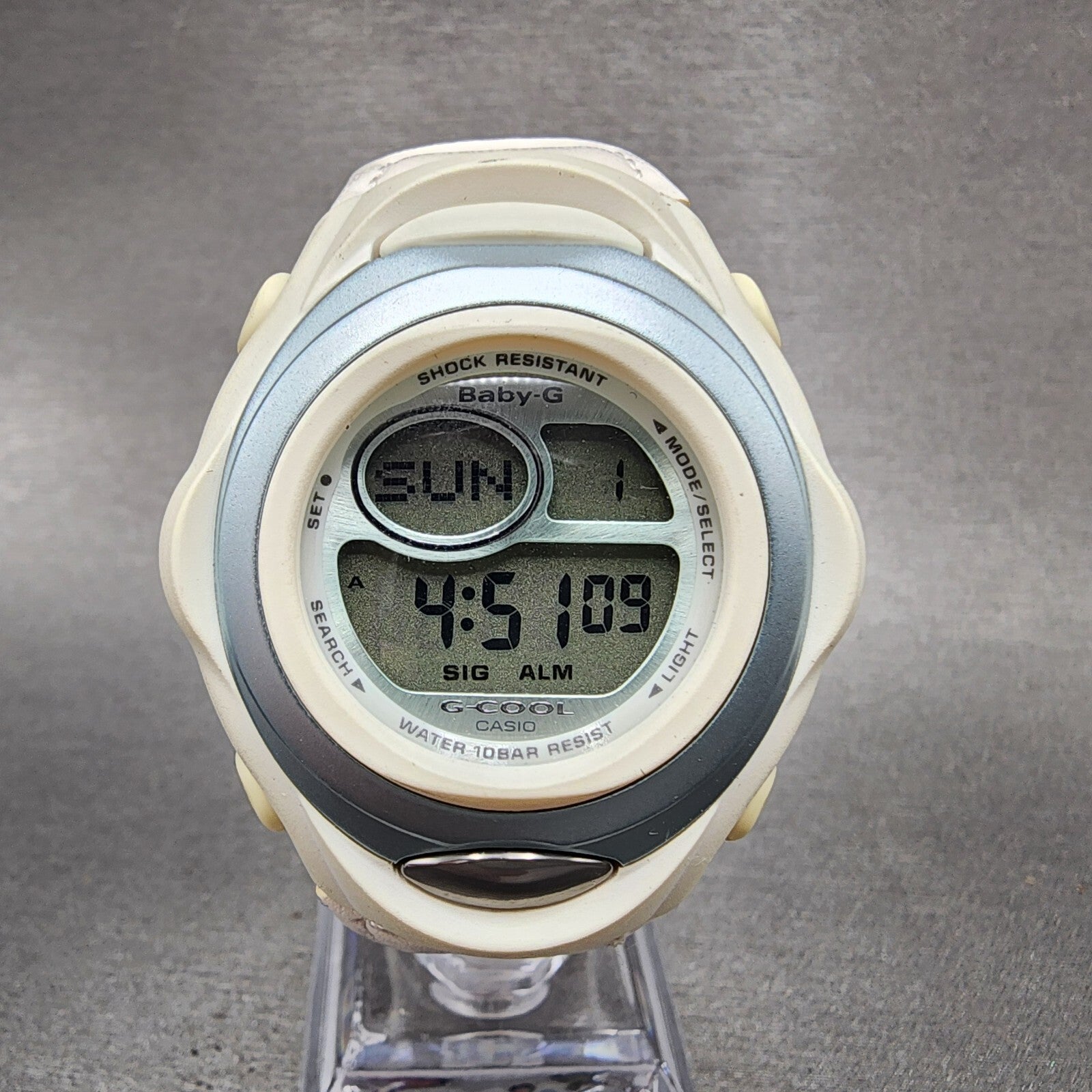 Casio BabyG BGC100 Watch Women 38mm Digital White Tone Round New Battery1