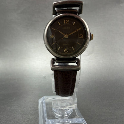 Seiko Alba Watch Women 24mm Brown Dial Black Tone Round V251-0160 New Battery5