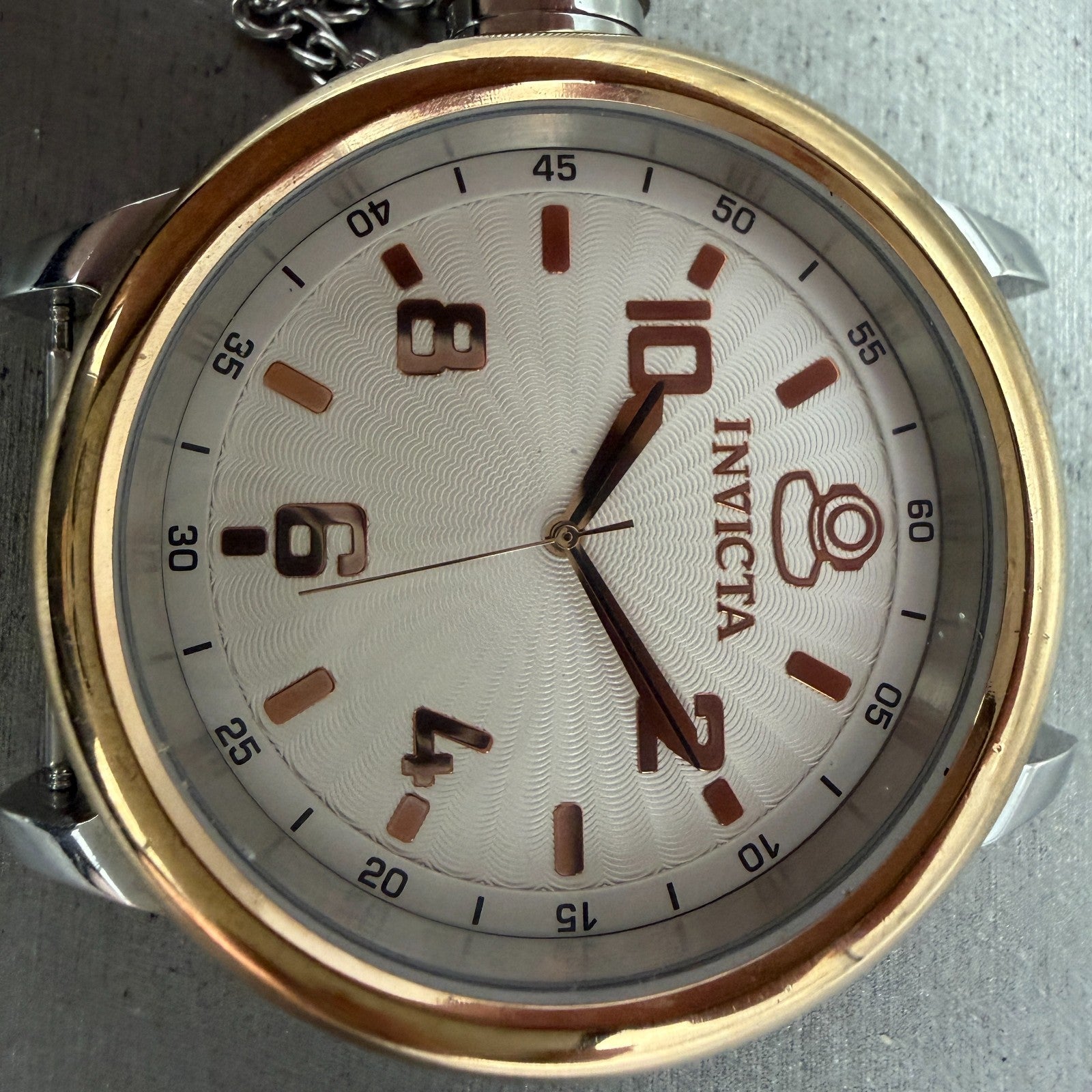 Invicta Russian Diver Watch Men 49mm White Dial Two Tone Round 10472 New Battery1